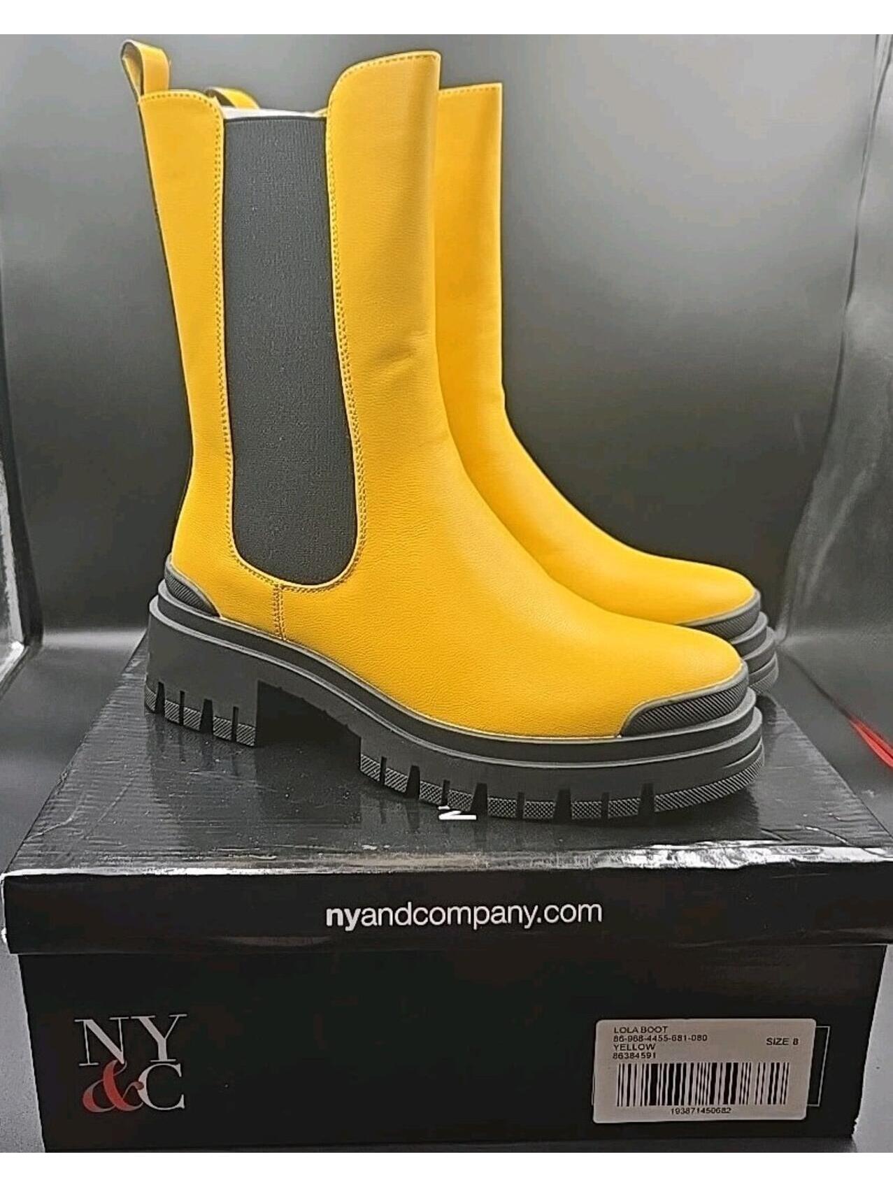 New York And Company Lola Boots Women's 8 Yellow Chunky Platform Boot New W/ Box